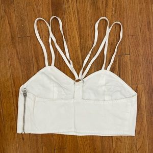 ON HOLD Shaina Mote Strappy Bustier Crop Top - White